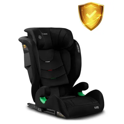 Scaun auto copii cu isofix Nukido I-SIZE 100-150 cm Louis Soft Negru,spatar reglabil si detasabil,tetiera reglabila in 12 pozitii,indicatori instalare centura,protectie la impact lateral,certificare ECE R129
