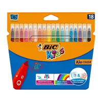 Carioci cu varf rotund, 18 culori/set, lavabile, Bic Couleur