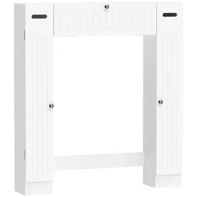 HOMCOM Dulap deasupra toaletei cu 2 dulapuri sertar basculant suport pentru hârtie și rafturi reglabile 88x18x98 cm Alb | Aosom Romania