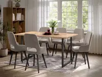 Set Masa Olive + 6 Scaune Berna Catifea Bej