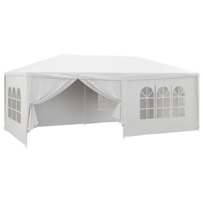 Outsunny Cort pentru Petreceri 6x3m cu Pereti Laterali Detasabili, Foisor de Gradina cu Usi si Ferestre, Alb
