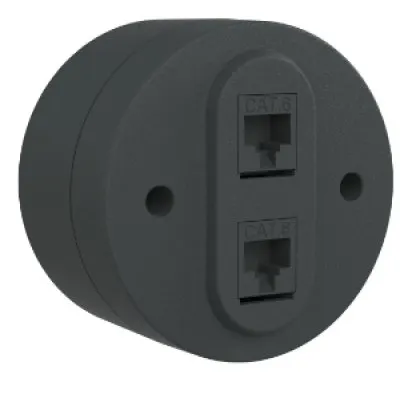 Priza Date Dubla (CAT6) PT xOne Ovivo OV00953, 10A, 250V, IP54, antracit