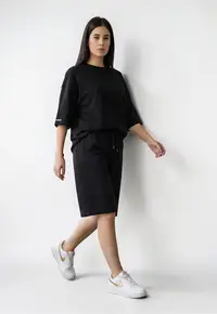 Set vara pentru femei - Oversize - Bumbac Premium - Tricou + Pantaloni scurti - Negru