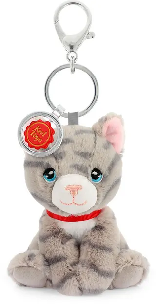 Breloc de pluș Keel Toys Keeleco – Pisicuță gri, 12 cm