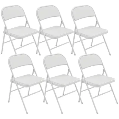 HOMCOM Set de 6 scaune pliante pentru dining portabile cadru din oțel 45 x 46 x 78 cm alb | Aosom Romania