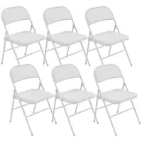 HOMCOM Set de 6 scaune pliante pentru dining portabile cadru din oțel 45 x 46 x 78 cm alb | Aosom Romania