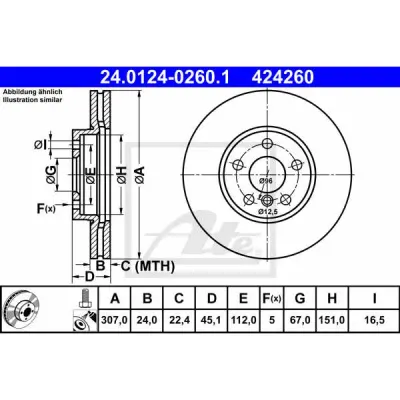 Disc frana ATE 24.0124-0260.1