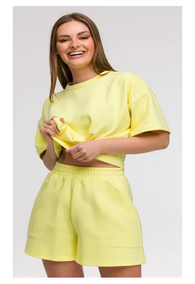 Pantaloni scurti cu buzunare - - Galben deschis