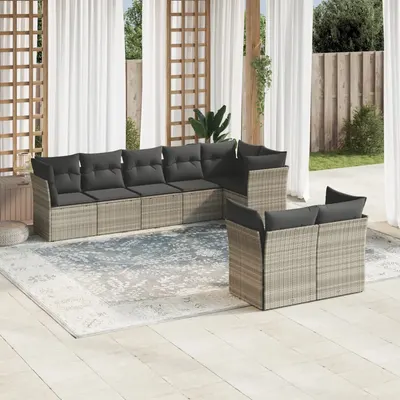 Gossi set mobilier de gradina cu perne, 8 piese gri deschis poliratan