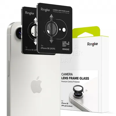 Folie de protectie Camera Spate Ringke pentru Apple iPhone 17e / 16e, Sticla Securizata, Set 2 bucati, Neagra