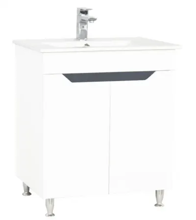 Set Baza MDF si Lavoar, seria 056, 70 cm, alb antracit