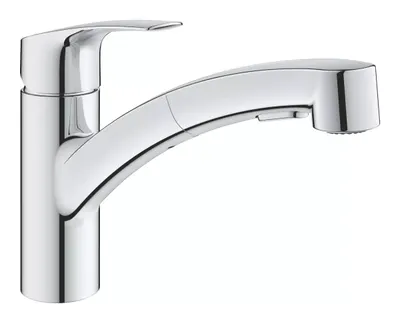 Baterie bucatarie Grohe Via 30406000, joasa, tip L, dus, 2 functii, monocomanda, Crom