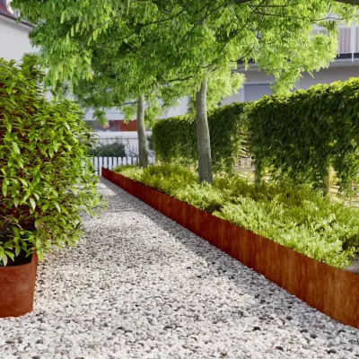 vidaXL Margine pentru gazon 10 pcs 25 x 103 cm Ruginit