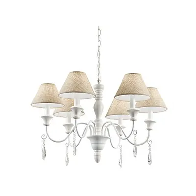 Candelabru Provence, 6 becuri, dulie E14, D:770 mm, H:600/1550 mm, Alb