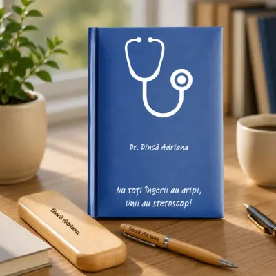 Cadou pentru Doctor Stetoscop - Agenda + set de scris personalizat