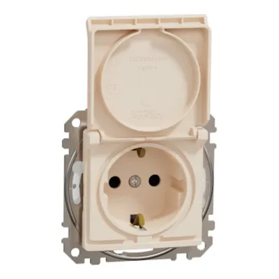 Sedna Design, Priza 2P+E cu obturatoare si capac, bej, IP44