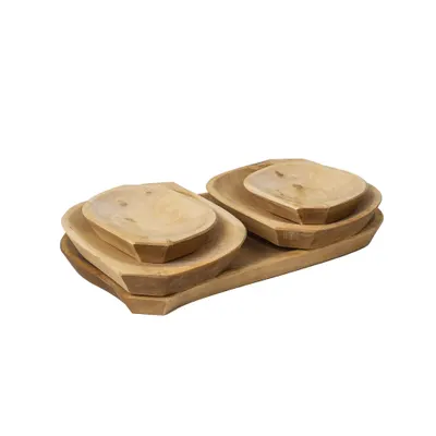 Set 5 platouri din lemn pentru servire, 37x23x2.5cm / 1464 Engros
