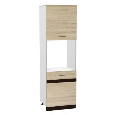 Soldat 60 cu gol cuptor YANA, 2 usi, corp alb, fronturi sonoma deschis + sonoma inchis, 60x60x200 cm