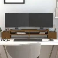 vidaXL Suport pentru monitor, maro miere 100x27,5x15 cm lemn masiv pin