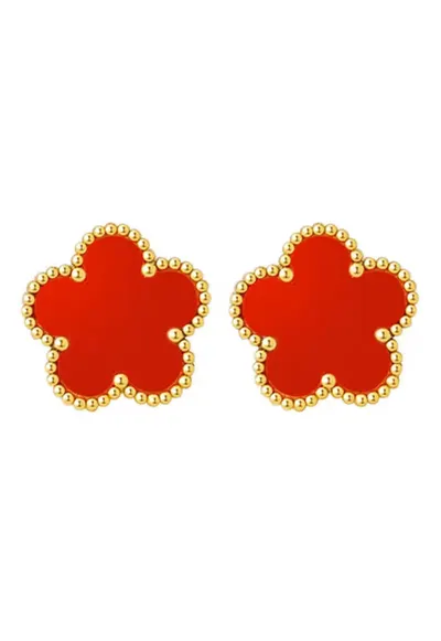 Cercei aurii - din otel inoxidabil - suflati cu aur 18k - forma de floricele - Almera C3