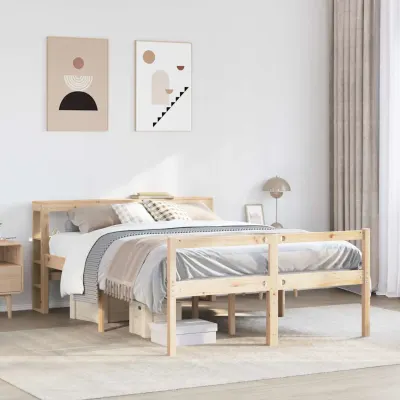 vidaXL Cadru de pat senior cu tăblie, 120x200 cm, lemn masiv pin