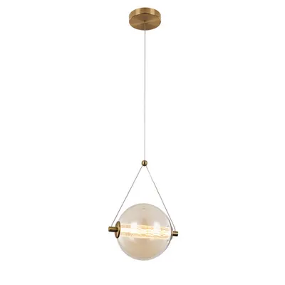 Splendor Led Pendant 6w 3000k, Brass+cognac Glass