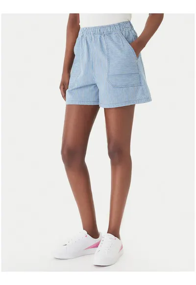 Pantaloni scurti dama - alb - bumbac - casual - fara inchidere