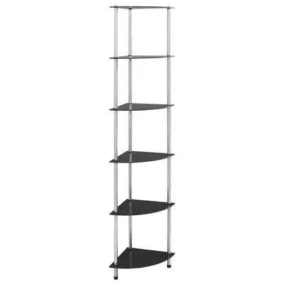 vidaXL Raft cu 6 niveluri, negru, 30 x 30 x 160 cm, sticlă securizată