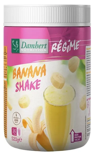 Shake proteic, banană, 520 g, Damhert