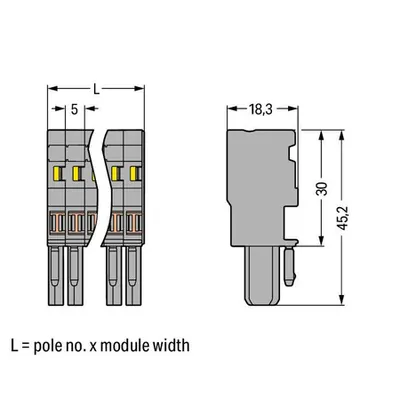 1-conductor female plug; 4 mm²; 4-pole; 4,00 mm²; gray, blue, green-yellow