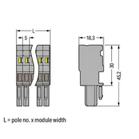 1-conductor female plug; 4 mm²; 4-pole; 4,00 mm²; gray, blue, green-yellow