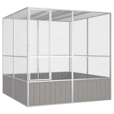 vidaXL Colivie pentru păsări gri 213,5x217,5x211,5 cm oțel galvanizat