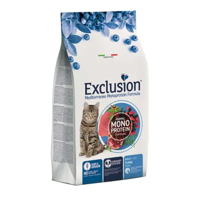 EXCLUSION Mediterraneo Monoprotein Formula, Ton, hrană uscată monoproteică pisici, 1.5kg