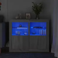 vidaXL Dulapuri laterale cu lumini LED 2 buc.sonoma gri lemn prelucrat