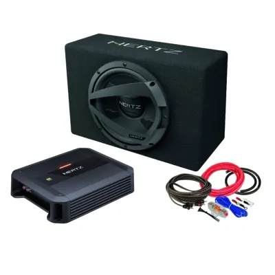 Pachet Subwoofer auto HERTZ DBX 25.3 + Amplificator Hertz Dieci Power 2.200 + Kit de cabluri complet