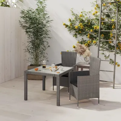 Gossi set mobilier de exterior cu perne, 3 piese, gri, poliratan
