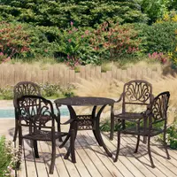 vidaXL Set mobilier de bistro, 5 piese, bronz, aluminiu turnat