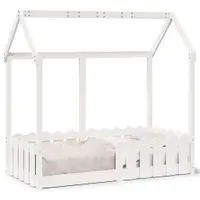 Gossi cadru pat tip casa pentru copii alb 70x140 cm lemn masiv de pin