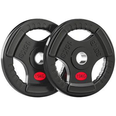 SPORTNOW Set Discuri Greutăți 2x15 kg cu Orificiu 5 cm și 3 Mânere | Aosom Romania