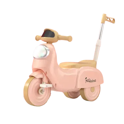Motocicleta cu pedale pentru copii Nichiduta 3in1 Fast Pink cu maner parental detasabil,far cu lumina LED,muzica,spatiu de depozitare,structura stabila,sistem antirasturnare,roti rezistente,unghi de viraj limitat
