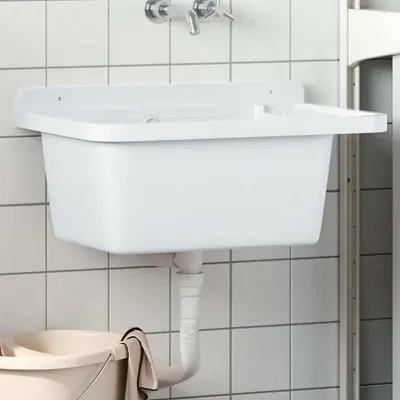 vidaXL Chiuvetă utilitară cu montare pe perete alb 60x40x28 cm rășină
