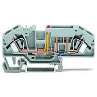 2-conductor fuse terminal block; for automotive blade-style fuses; with test option; with blown fuse indication by LED; 12 V; for DIN-rail 35 x 15 and 35 x 7.5; 6 mm²; CAGE CLAMP®; 6,00 mm²; gray