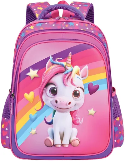 Ghiozdan școlar ergonomic S. Cool - Unicorn, cu panou 3D, 28 l