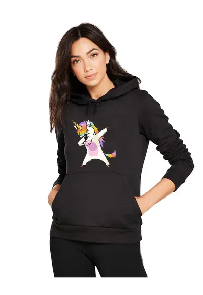 Hanorac dama negru - Cool Unicorn