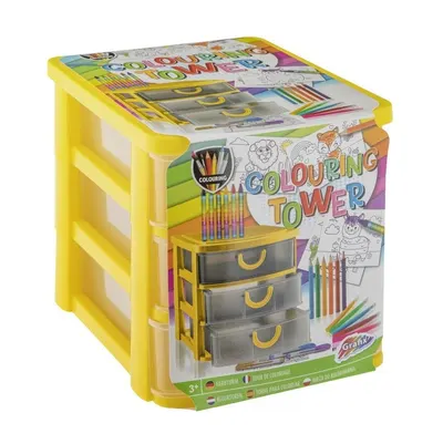 Set de colorat cu suport cu 3 sertare Grafix