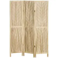 HOMCOM Separator de Cameră cu 3 Panouri, Ecran de Confidențialitate Pliabil Portabil pentru Interior din Lemn Masiv, Despărțitor de Perete, 120x170x1.6 cm, Natural