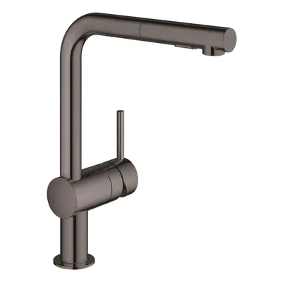 Baterie bucatarie Grohe Minta 30274A00, monocomanda, pipa inalta, limitator temperatura, dus extractibil, Hard Graphite