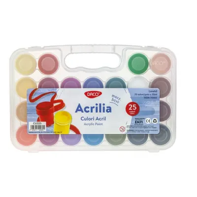 Culori acrilice, 25culori/set, 20ml, Acrilia, Daco
