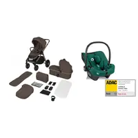 Carucior 3 in 1, Lionelo, Freya, Cu scoica ADAC, Landou si salteluta ventilate, Pliabil, Reglare spatar- 3 pozitii, Suport de picioare- 4 pozitii, Maner- 3 pozitii, Sustine 22 kg, Cu accesorii, 0 luni+, Maro/verde