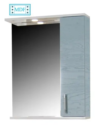 Dulap baie suspendat seria 020 cu oglinda, front MDF, montat, bleu rustic, 55x71 cm